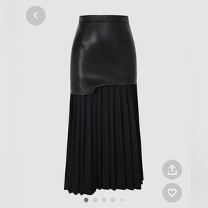 Contrast Faux Leather Pleated MIDI skirt by MICA - size M